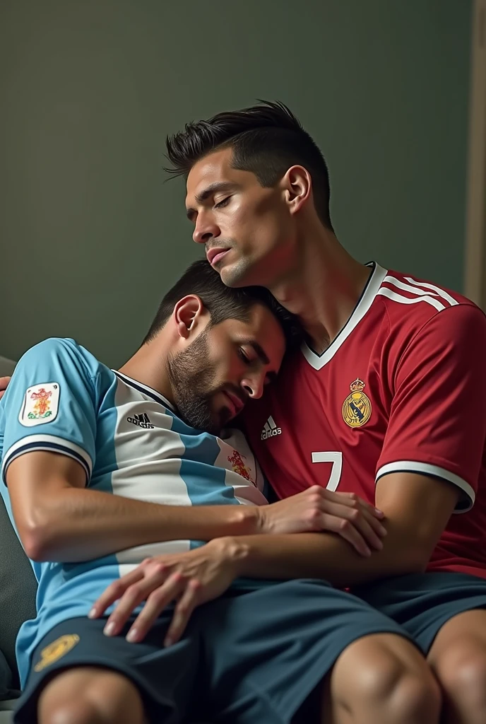 Messi kissing Neyar on the mouth