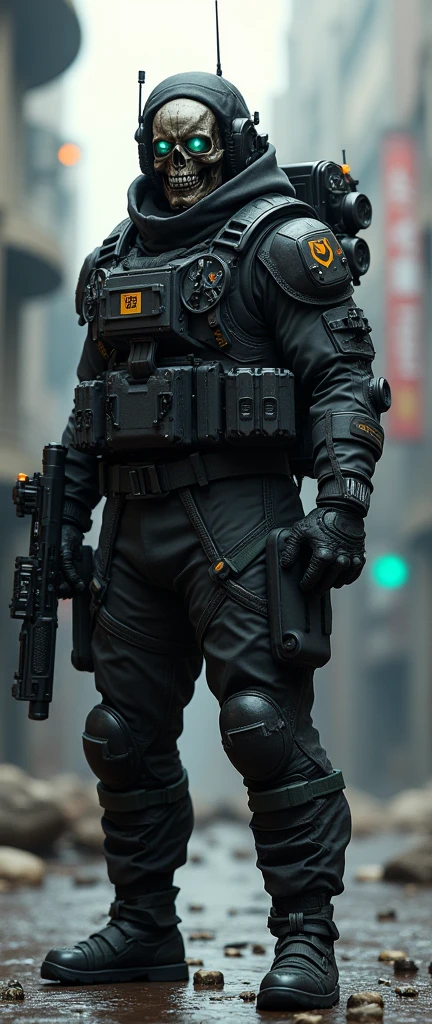 Elite Soldier， Equipped with a lot of equipment，Wearing a futuristic or skull mask 