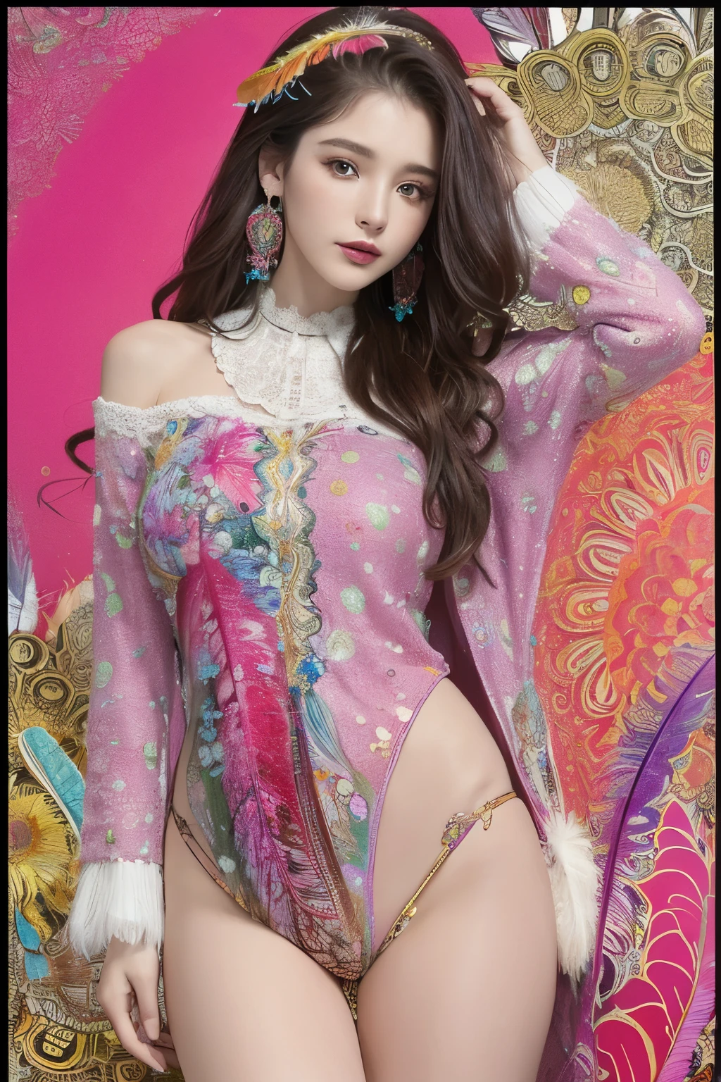 Beautiful dance pose, She gently lifted her skirt with one hand,头发周围有白色的Butterfly兰,Lilac dendrobium、White Lily, Long legs , Deep in Wonderland, ((Flowing long hair))Official Art , Unity8k Wallpaper , Extremely detailed , Visible cleavage, Pretty and beautiful , 性感Long legs, masterpiece , best quality ,Practical, Very detailed illustrations ,Extremely detailed , Intricate details , Extremely complex and detailed , Very detailed 8KCG wallpaper , Caustics .reflection , Ray Tracing , Devil theme ,nebula ,Dark aura, Network Effects , (1 girl)solitary , 小蓝Butterfly , (Blue plasma flame , (insect , Butterfly)) Pastel tones in Rococo style ,Light white and light dark red , Incredibly beautiful , Cherry blossoms , Surrealism ,painting , Ethereal , Mixing reality and fantasy elements ,Ray Tracing , Complex Mode , Exquisite lines , Perfect your hands, Starry Sky , Colorful , Star