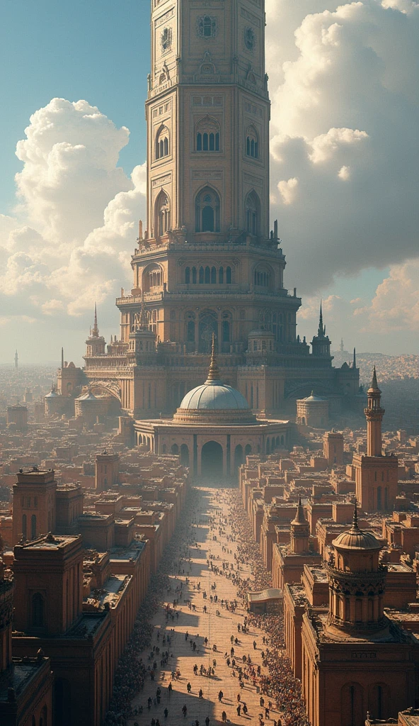 an old city with ruins where there is a large border dome around it you see it from the side