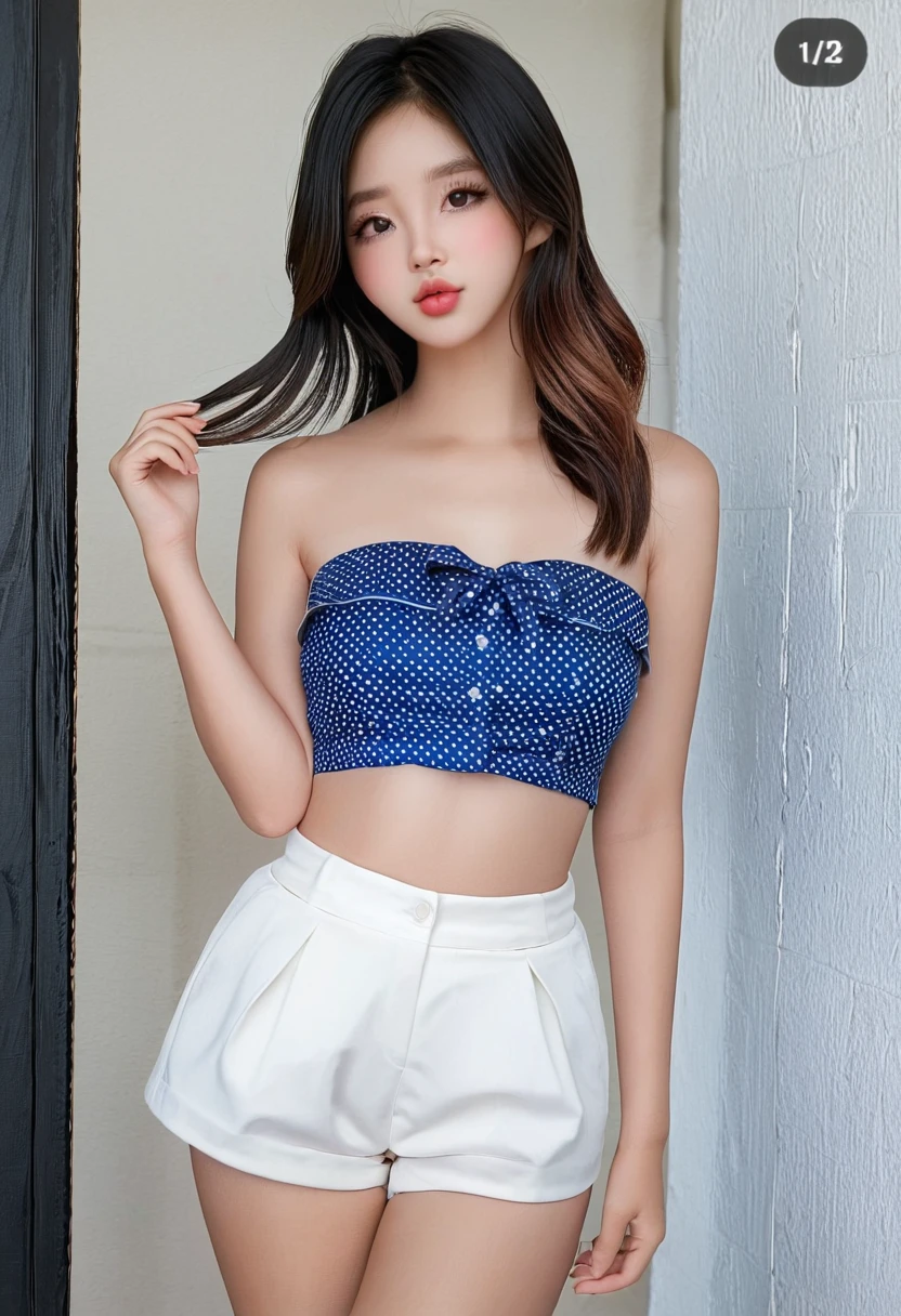 original photo,best quality),(lifelike,照片lifelike:1.3),best quality,Very detailed,masterpiece,Very detailed,illustration,1 girl,superior_Body,Dynamic Angle,World Generalist Theatre,messy_long_hair,best quality,Extremely detailed CG unified 8k wallpaper,,Astonishing,Light,lens_Flare,Dunhuang_style,Real People,The navel is exposed, Full breasts, Beautiful face, (Beautiful chest lines:1.2),high school, Sailor Suit, Pleated Skirt,