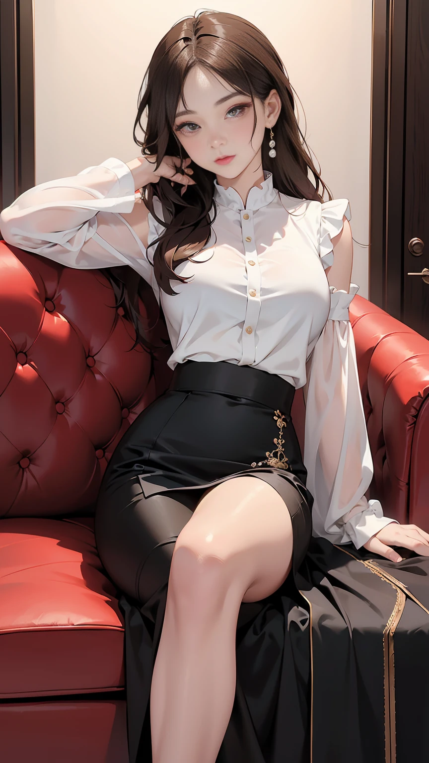 Highest quality、masterpiece、High sensitivity、High resolution、Detailed Description、４８Old woman、Slender women、Glasses、Lace skirt、