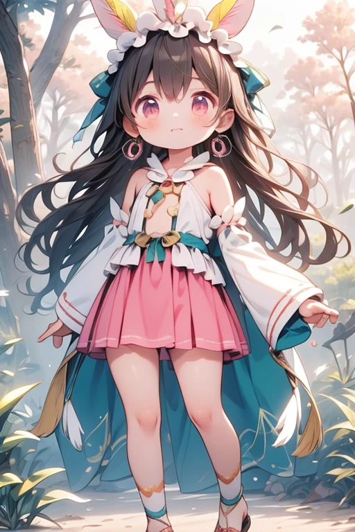 masterpiece, best quality, expressive eyes, perfect face, a man get transformed into a cute toddler princess, solo, surpriced, blushed, black hair, long hair, red baseball cap, brown eyes, full body, bare foot, in a forest, glitter, embarrassed pose, magic circle on the floor. cute dress, dress lift, cute underwear, ecchi, nsfw