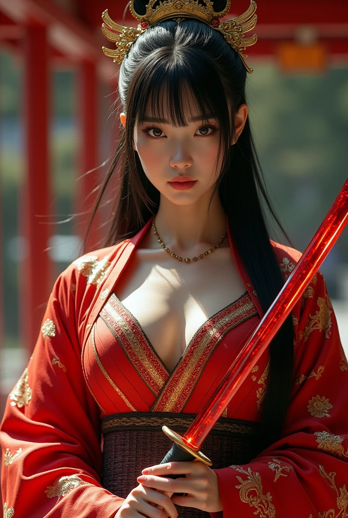 (masterpiece:1.2),(Best image quality,4K,8k,High resolution),Super Detail,(Realistic,Realistic,Realistic:1.37),Ninja girl captured by the enemy, Delicate brushwork, Elaborate kimono, Sharp Eye, Delicate facial features, Flowing black hair, Hidden weapons, Bamboo forest background, Tied up with rough rope, Kneel, costume Half torn, Dark and mysterious atmosphere, Graceful Movement, delicate lighting, Dynamic configuration, Half torn. Tied up with rough rope背景, costume Half torn, Dark Mysterious Atmosphere, Graceful Movement, delicate lighting, Dynamic configuration, Vibrant colors, traditional Japanese painting style, Harmonious tone, Red and Black