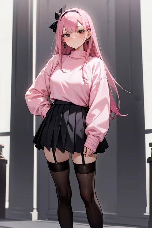 *** with pink hair and a black belt sitting on a wall, Beautiful school girl, Cute girl visuals, Smooth CG art, a Surreal , Cute girl in a nice dress, Seductive girls, Beautiful breasts, Thin thighs, Small beautiful butt, Surreal , cute girl, Young girl, (beautiful girl, Baby Face, Idol Face), I also make fan art, (Detailed eyes and face:1.3, Professional photography techniques), (Highest quality, 8K, masterpiece:1.2, RAW Photos), (Photorealism:1.4), Gaze at the viewer, (blush:1.2), (Perfect Anatomy), (Detailed hands)