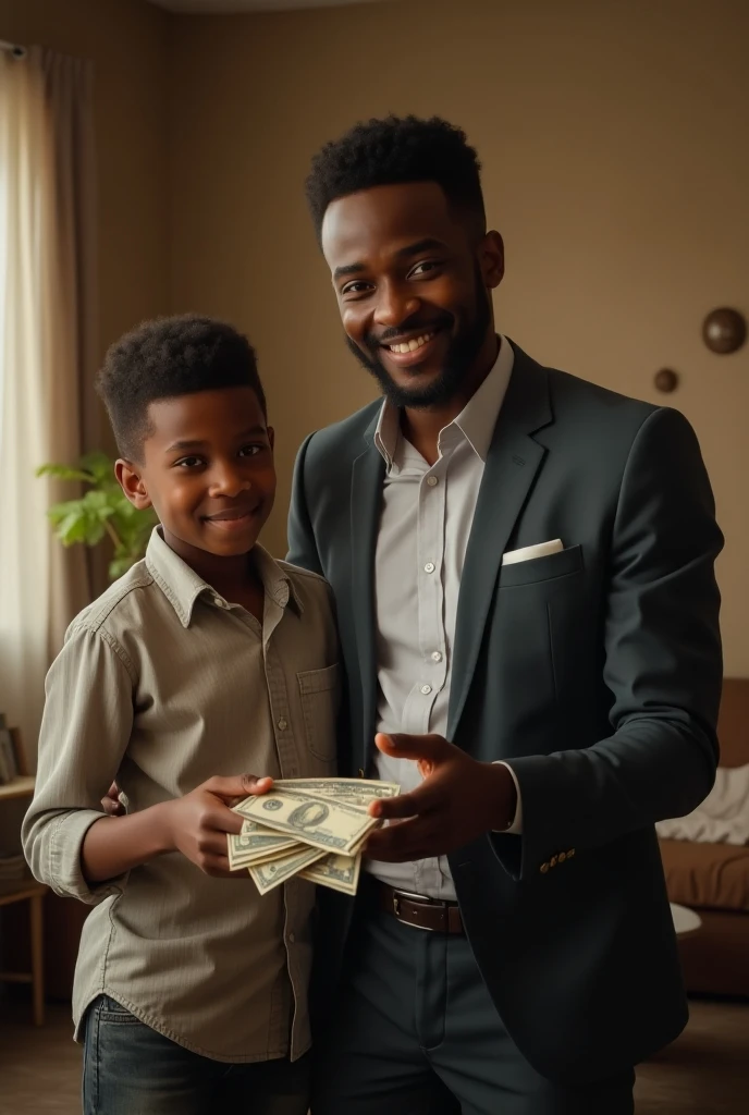 A dad giving money to his son