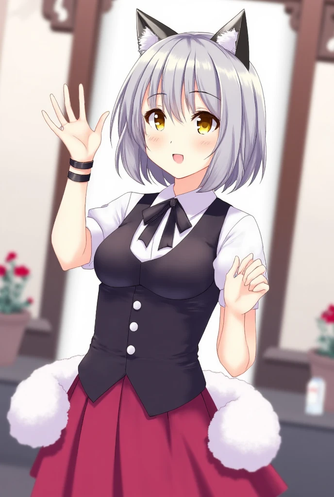 Highest quality, (masterpiece:1.2), Very detailed, (masterpiece), (figure),nsfw,
Nipples、bed、naked,skirt、Beautiful fingers、Beautiful hands、
One girl, alone, Green Eyes, Grey Hair, hair ornaments, bangs, Virtual YouTuber, Shine, blunt bangs, Double Bang, Lens flare, Flat Chest,
 blush, (View your viewers), smile,cat mouth、
Put your hands behind your back