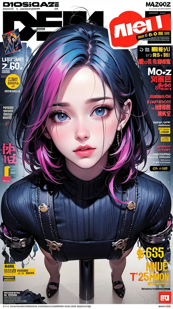 (magazine cover:1.3),Ulzzang-6500, (realistic: 1.3) (manuscript: 1.2), Masterpiece, best quality, Beautiful, clean face, full body, 1 girl, glitch art, (digital distortion), Pixel fragments, Corrupted data,Colorful sounds, visual chaos,Contemporary aesthetics