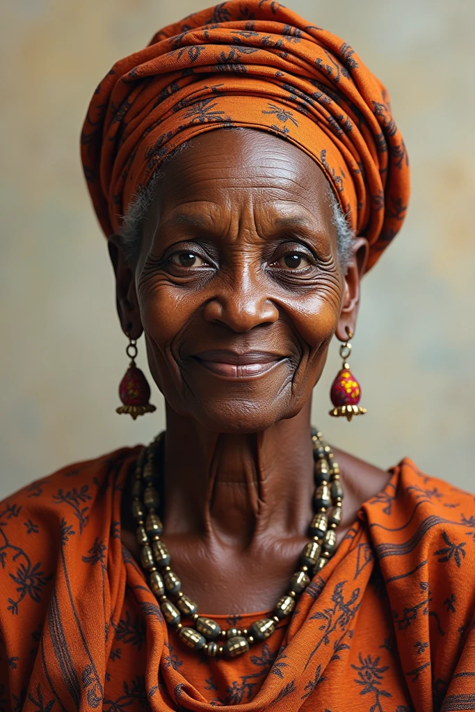 An realistic image of 74 years old African woman, she is robust in ...