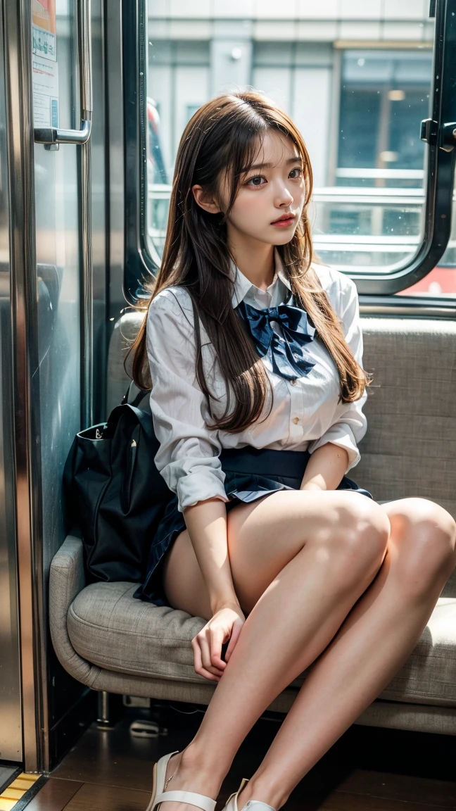 (realistic:1.3), face with shadow, Depth of written boundary, school uniform, 
,great art,(((very detailed))),
{1 girl sitting:smile},{bangs,high school girl,sleep,close your eyes:Big eyes：double},{white panties:camel toe},skirt,
cowboy shot,from before
,(((very detailed))),in the train, a young woman is sleep contentedly. Through the gap between her legs and skirt, I can see her panties. Because the car is shaking, Calm facial expressions and gentle breathing create a calm atmosphere....,{open your legs}
,(((very detailed)))