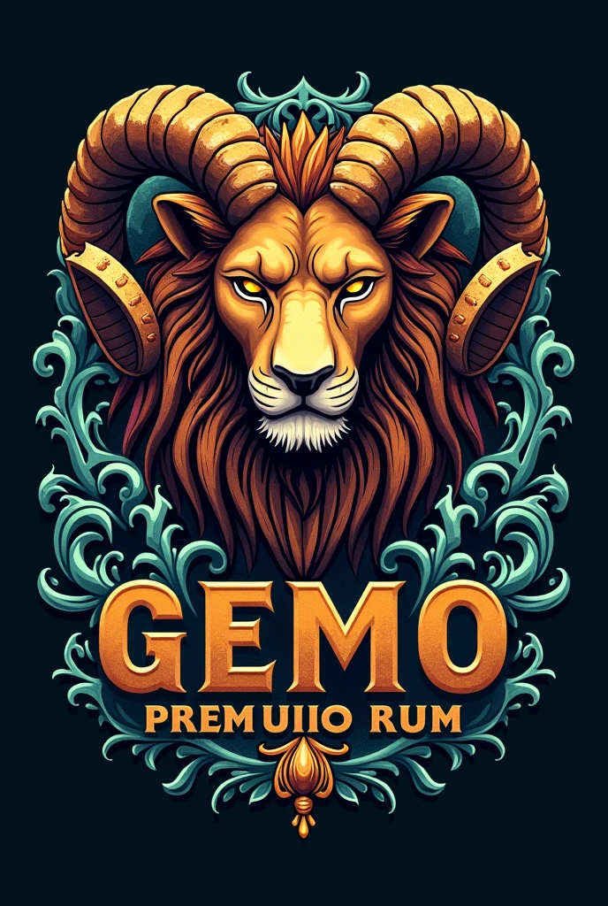 logo and design of a gemo with rum