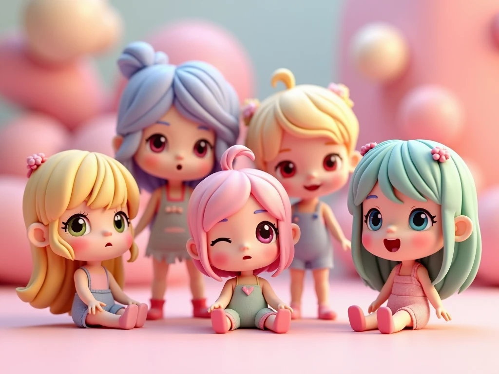 A group of girls playing, cartoon style, chibi --auto --s2