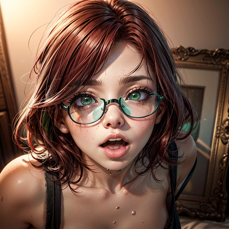close up girl , Short, Red hair, green eyes, metal frame glasses, Ahegao, Drooling, High quality detailed graphics 1.5, Arabian princess, handsome prince of persia, Highly detailed digital art 1.5, Detailed Digital Art 1.5, detailed digital anime art, Arabian beauty, detailed drawing of an anime character, work in Guweiz style, Portrait of a female magician, anime style. (masterpiece, top quality, Best quality, official art, beautiful and aesthetically pleasing:1.2), extremely detailed,(fractal art:1.2),colorful,The most detailed, (dynamic pose), (Many colors:1.4). ((split. skin texture, Shiny skin. elegance. photorealism. unreal engine. 3D model. Ultra high quality textures. high detail. permission 8k))
