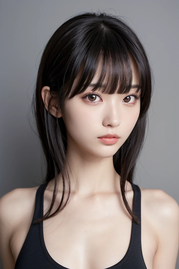 (1 nogizaka girl,raw photo,photo realistic:1.5),(best quality, high quality,HDR, highest quality,ultra high resolution,high resolution,high res,ultra high difinition,huge file size,8K,2K wallpaper,8K wallpaper,high quality texture,amazing,an extremely delicate:1.4),one girl, Japanese famous idol,beautiful face,small face,absurd,ridiculous,incredibly ridiculous,portrait,breasts close up,blurry background,(catsuit,cleavage,no makeup:1.2),medium skin,beautiful skin,detailed skin,small head,black hair,silky hair,(Japanese eyes:1.3),detailed eyes,black eyes,Japanese idol eyes,perfectly propotioned face,Japanese nose,5-fingers,(Light Particles, Lens Flare, Luminous Particles: 0.7),looking at viewer,bright lighting,professional lighting,girl