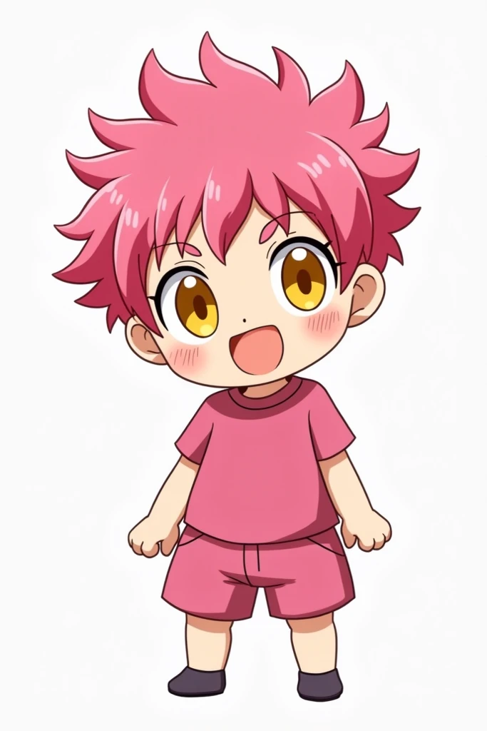 Red hair, shaggy, red eyes, anime, baby, raising his hand to you, lying on his back, simple white outfit,