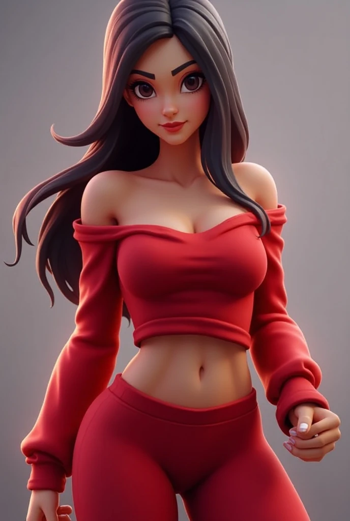Mahalini Indonesian singer with curly hair and big breasts sits with her legs stretched out, cosplaying as Hinata Hyuga from Naruto, taking a realistic photo