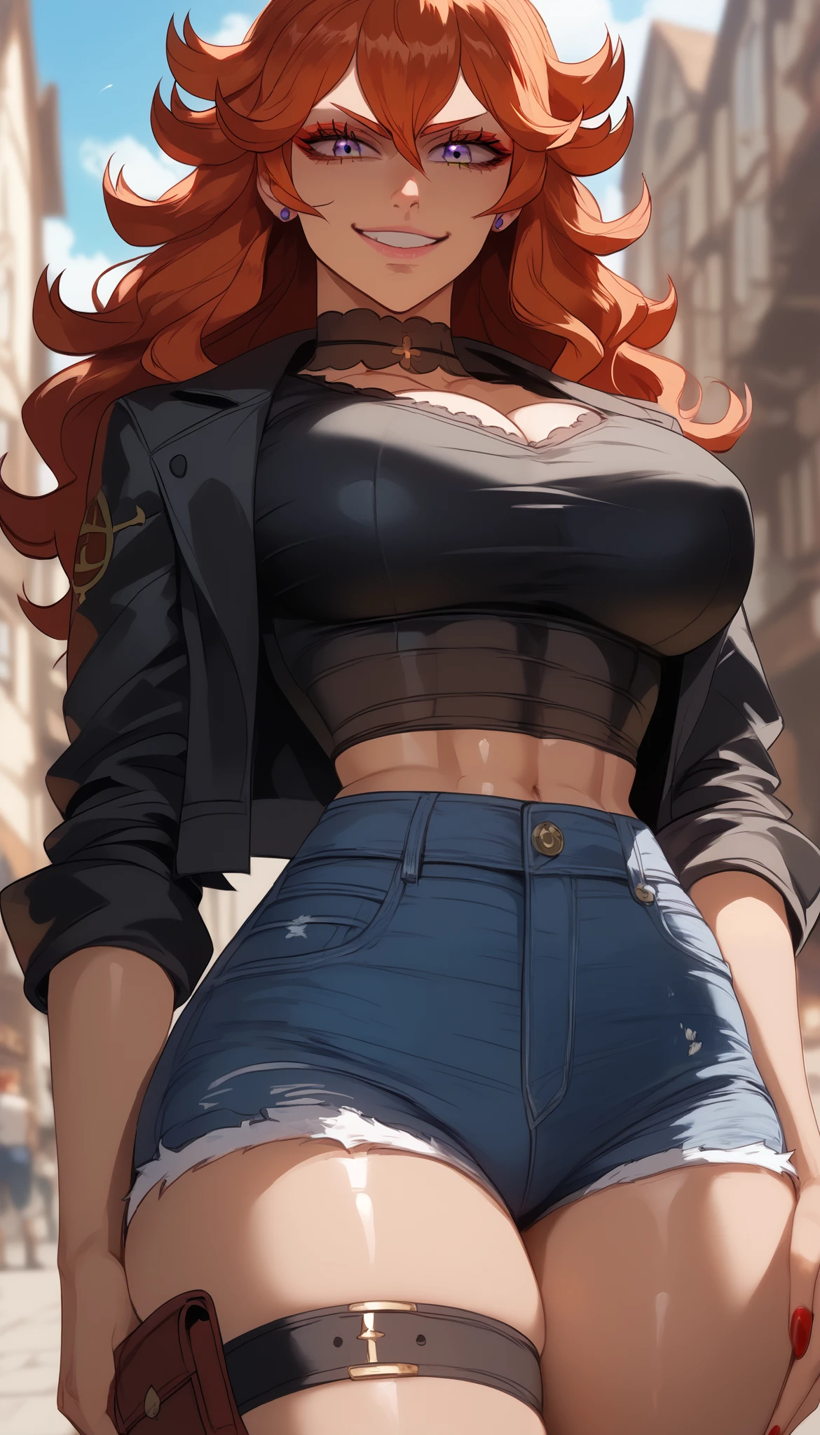(masterpiece, best quality, ultra-detailed, photorealistic, hdr, 8k), an anthropomorphic moltres, perfect body, wide hips, strolling at the city park, casual clothes, anime realism