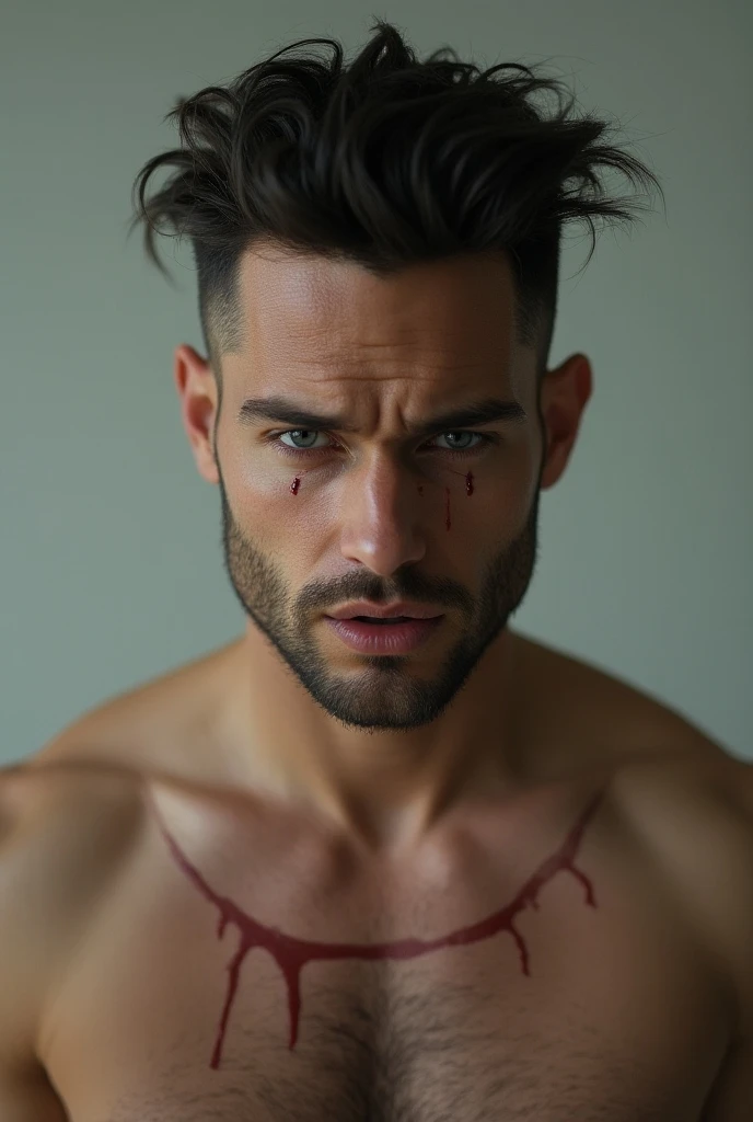 Man with stitches on his arm