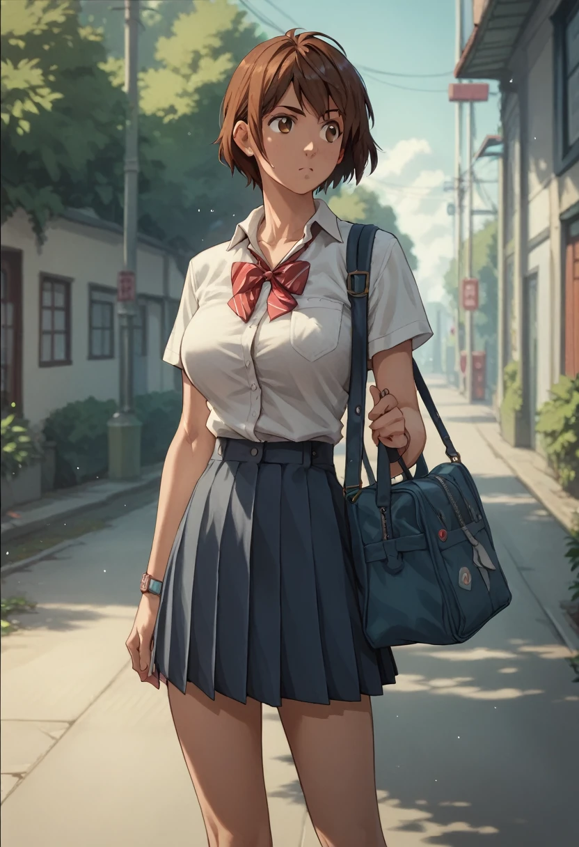 
Other clothes: School uniform, casual clothes,  Big Breasts　ManaMikinjuo, short hair, brown hair, brown eyes