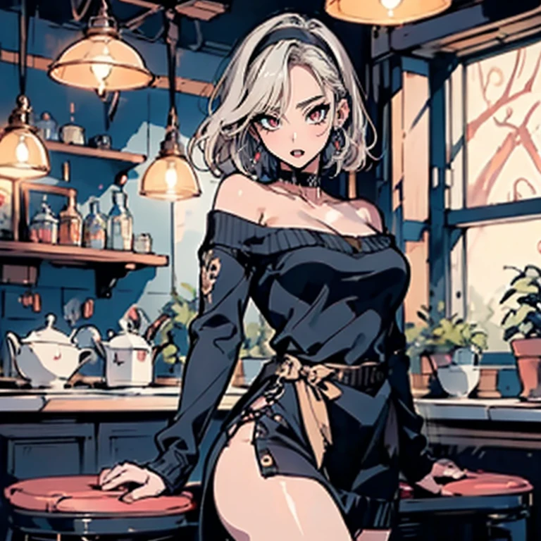 (anime, solo:1.3); a portrait of a 30y short woman (Ariana Grande:1.1), very beautiful, small breasts, thick lips, red lips, very tanned skin; eyes {bright green eyes, seductive eyes}; hair {long hair, ((dark blonde hair)), long ponytail}; sexy provocative smile, Golden glass earrings on the ears, sitting on a cyberpunk bar, (Around her neck hangs a simple necklace of exquisite craftsmanship); ((dressed in a Floral Print Cami Dress, Ruched Bust, sheer see-through short dress, Sleeveless dress, Knot, Split Thigh)); ((looking-into-camera)), Pov, (Front view); (Original character, volumetric lighting, Best Shadows, shallow depth of field, (very high quality, Incredible detail:1.25), Bright color paints, well-detailed fingers, well-detailed hand, perfect_hands, perfect, GoodHands-beta2, Furtastic_Detailer, well-defined face, well-defined eyes), ((Ariana Grande) + (adult mature:1.5))