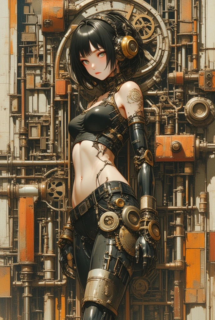 Highest quality,masterpiece,Ultra-high resolution,mechanical,Cruel Machine Girl、Karakuri doll、Mixing tube、Steampunk Style、Latex suit,nsfw,BDSM