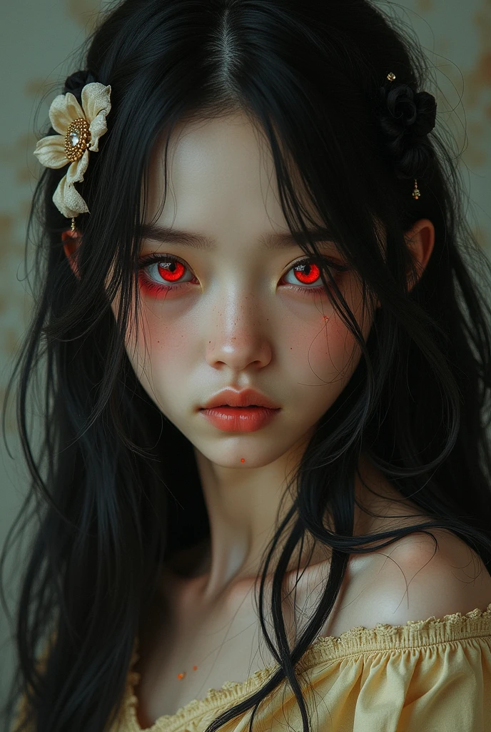 malcolm liepke painting on sensual illustration of an elegant samurai, riot games concept art beauty, eerie, the model draped in flowing, thick oil painting, extremely soft colors, vibrant, highly detailed, , oil on linen, high contrast, dramatic, refined, tonal, a close up of a man with a bloody face and red eyes, with glowing red eyes, with red glowing eyes, red glowing eyes, portrait demon half human, red eyes glowing, glowing red eyes, cyborg zombie, scary look, portrait of a zombie, with red eyes, zombie with white eyes, evil zombie, red - eyed, red-eyed