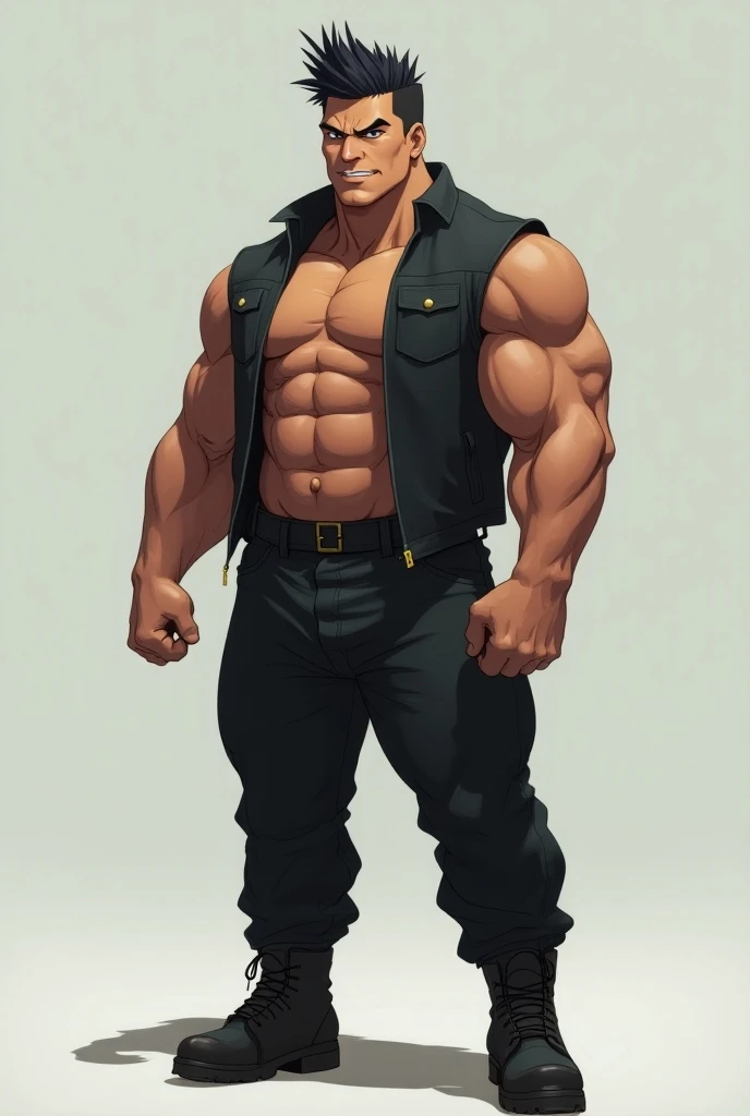 A muscular man with a bald head and a not so big body in form of anime