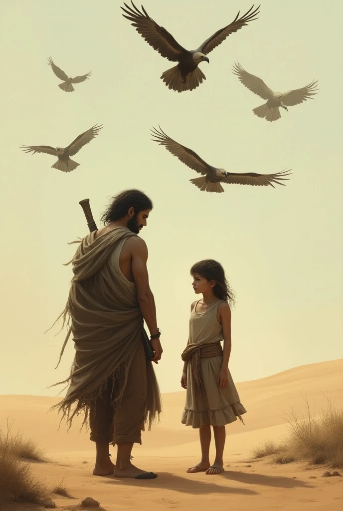 8k , otima definicao, pai e filho , guerreiros , espadas , deserto