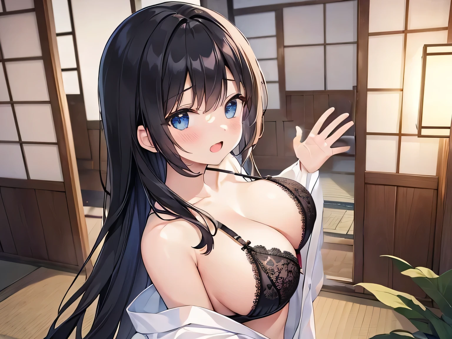 score 9, score 8 up, score 7 up,source_anime,masterpiece,beautiful eyes,textile shading, custics,extremely detailed CG, shiny skin ,(12yo:1.2),,cute black hair, black eyes, very long black hair,small breasts, night,hell,(shaded face:1.4), (white yukata:1.4),(,open clothes:1.4),(grabbing another's breast),male's hands,pov hands,(surprised:1.2), (spoken exclamation mark:1.2),nipples,puffy nipples,
