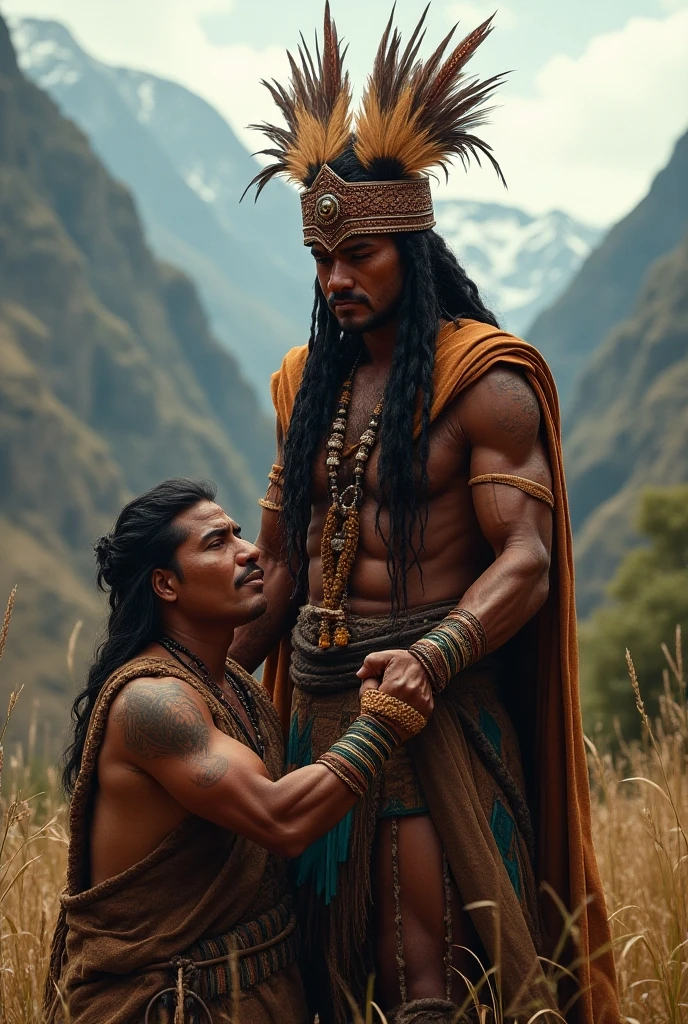 Two men hiding their with their hands, they are in the desert, they have black hair and brown eyes, they have devil's horns on their heads and a devil's forked tail