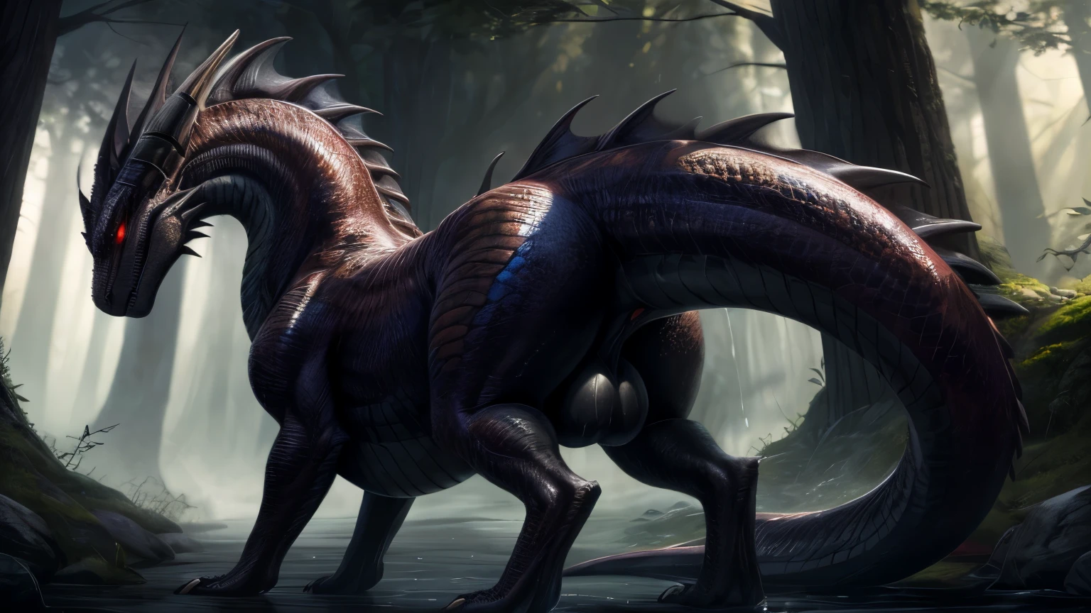 ((feral)),feral, solo,hi res,soft shading,good anatomy,cinematic lighting, by woolrool,by enro_the_????,by repzzmonster,by snowskau:0.5,by lvlirror,by bebebebebe,by kakhao,buta99, detailed background, outdoors,park, orange eyes, slit pupils, yellow accents, draconic shaft, ?????????, big penis, hyper ?????????, veiny ?????, erection, ridiculaslly large ?????, Hung, knot, gigantic heavy saggy testicals, full ballsac, exposed ?????, solo, flared tip, ???, exposed ?????, big cock, ?????, oversized balls, saggy balls, huge balls, horse ?????, feral, raptor, Laberatory, girthy testicals, animal, girthy ?????, (gigantic ?????: 1.4), hyper ?????, saggy balls, hyper balls, quadraped,((feral)), excessive ???, Lora:Jurassic_world_,accap, scalie, good anatomy, huge knot, saggy testicals, hyper testicals, scalies, cumsplosion, cumming, hyper ???, Long body, dark scalies, grey colored skin, ????? horse penis, (huge penis, huge testicles:1.2), resting ?????????, ???? sheath, huge testicles, sagging ?????????, horsecock, veiny canine ?????, girthy hyper horsedick, ????? canine penis, tail, Indoraptor, red ?????, standing, hunched forward, jurassic world, (detailed eyes:1.1), beautiful eyes, (masterpiece:1.2), detailed face, good anatomy, detailed scales, 1tail, volumetric light,resting, dinosaur, raptor, 1head,, (hi res), ((masterpiece)), ((best quality)) , 4k, (high detail:1.3),( solo,hi res,soft shading,good anatomy,cinematic lighting,