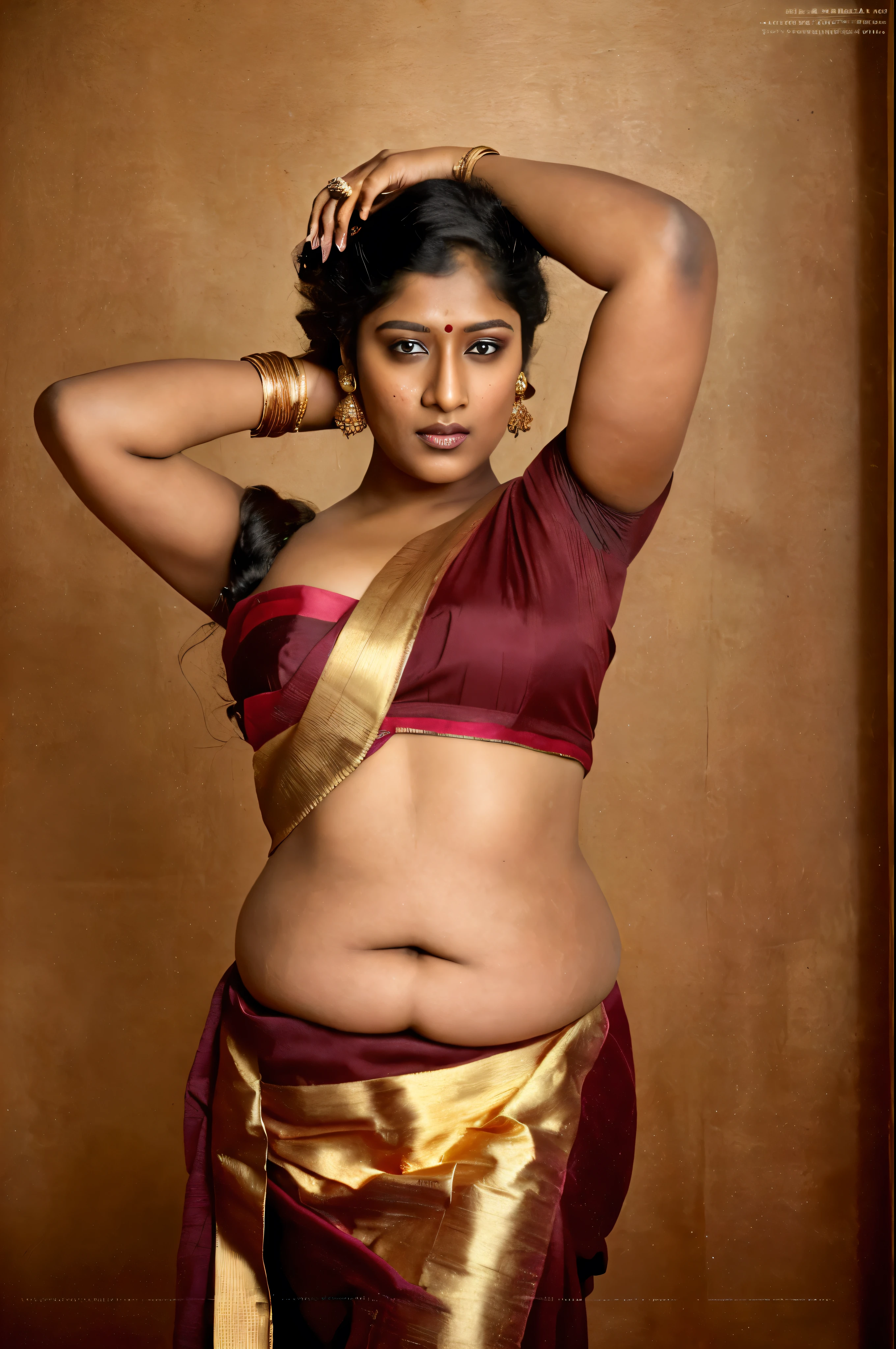 Foto RAW, photorealistic, photography, full body shot, master shot, goddess like beauty, perfect thick chubby mallu Desi aunty bhabhi, Wearing a Stanapatta, a chest-band.Saree model, model Photography, Indian saree shoot, Indian traditional wear advertising photography, traditional wear brand shoot, face of Indian actress Sonakshi Sinha, masterpiece, realistic, realism, incredible details, pleasure, photorealism, detailed skin, skin pores, high contrast, photorealistic Artstation 8k HD digital art trend of high definition and detailed realistic skin texture, ultra detail, realistic skin texture, armature, best quality, ultra high definition, (photorealistic:1.4),, high resolution, detail, raw photo, Re sharp, by Lee Jefferies Nikon D850 Film Stock Photo 4 Kodak Portra 400 Camera F1.6 Lens Rich Color Ultra Real Realistic Realistic Textures Dramatic Lighting Unreal Engine Trending at Art Station Cinestill 800,(pele altamente detalhada: 1.2), 8k UHD, DSLR, soft-lighting, alta qualidade, grain of film, Fujifilm XT3,she didn't like to wear blouse or bra, she happy to wear only saree, she hates blouse or bra,