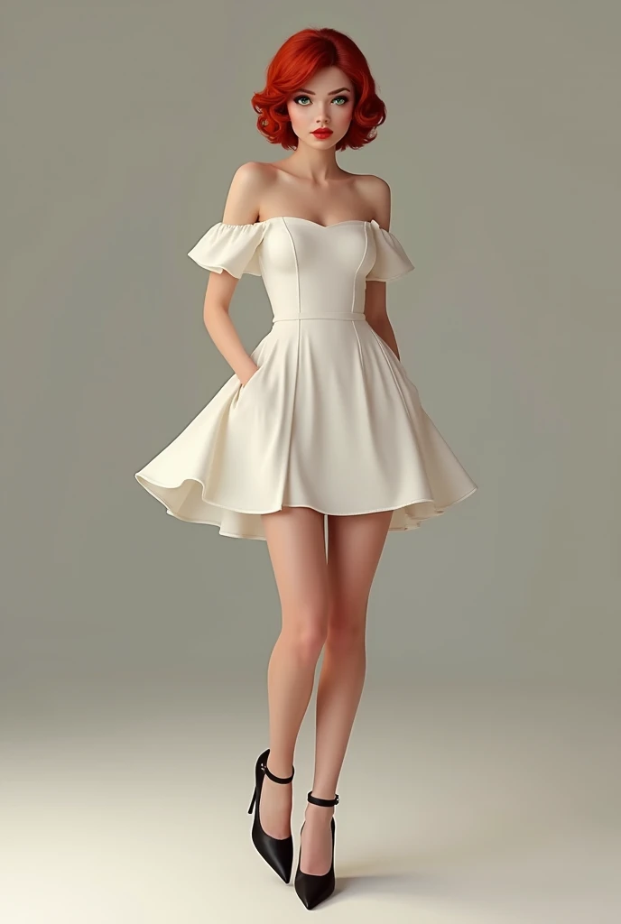 Top quality, Masterpiece, hyper HD, (Photorealistic: 1.4), RAW photo,ultra realistic, 1girl,Fashion model, unique ballgown white wedding dress, long-sleeve style, oganza and lace fabric, full body, in white room with indoor decorative palm tree,stand upright and look straight, white wedding shoes