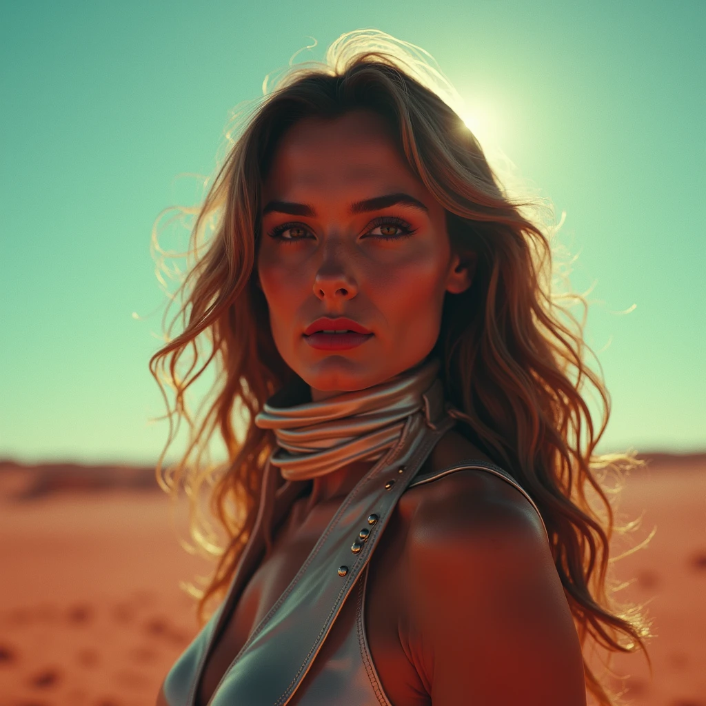 Anjelika Fotson standing close up, young, makeup, serious look,
beautiful face, masterpiece, highres, realistic,
Housecoat,
Desert highway and endless horizon,
 <lora:anjelika_fotson:0.75>