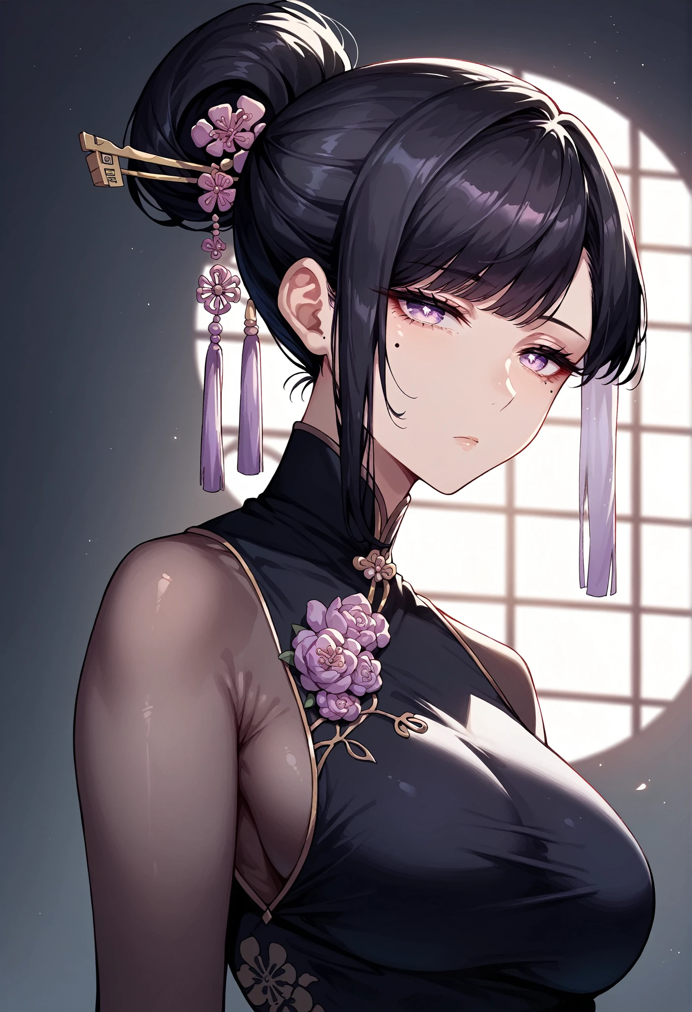masterpiece, best quality, highres, 1girl horns <lora:tsukuyomi_no_outfit:1> short hair, china dress