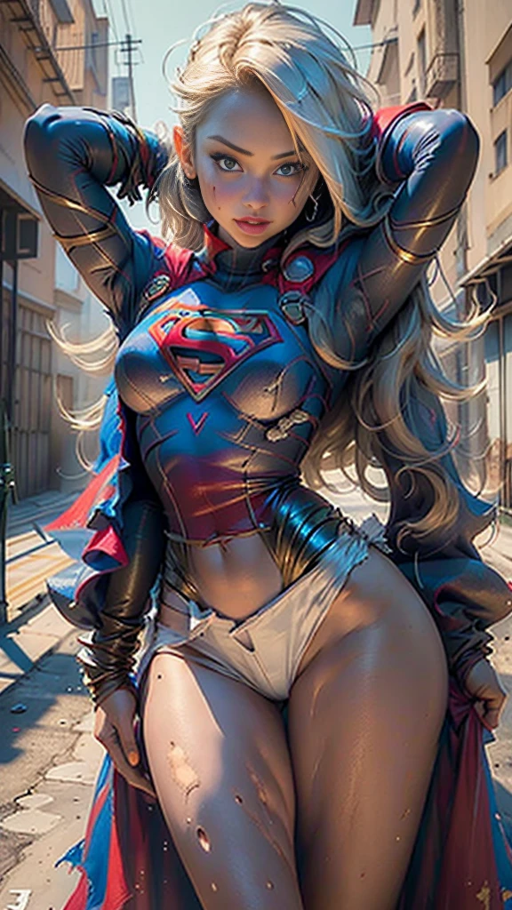 ((SUPERGIRL IN OUTER SPACE)), (Supergirl is barefoot), ((SUPERHEROINE SUPERGIRL IS FLOATING IN SPACE)), (SUPERGIRL suada por todo o corpo), (Supergirl chorando muito). ((SUPERGIRL tem cabelo loiro, ela tem cabelo longo)), ((SUPERGIRL wearing a fishnet garter belt)), ((SUPERGIRL wearing a thick metal necklace around her neck )), (Your clothes are immoral, your clothes are indecent, your clothes are tight), ((Shibari, arms behind the back:1.4)), ((hands on back)), ((string constraint)), ((Inevitable restriction with ropes)), (obra-prima, melhor qualidade) 1.5, 1 garota, sozinho, (sexy, mulher bonita, rosto perfeito, olhos perfeitos) corpo inteiro, ((High definition face)), (((SUPERGIRL ESCRAVIZADA, Tears run down your face))).