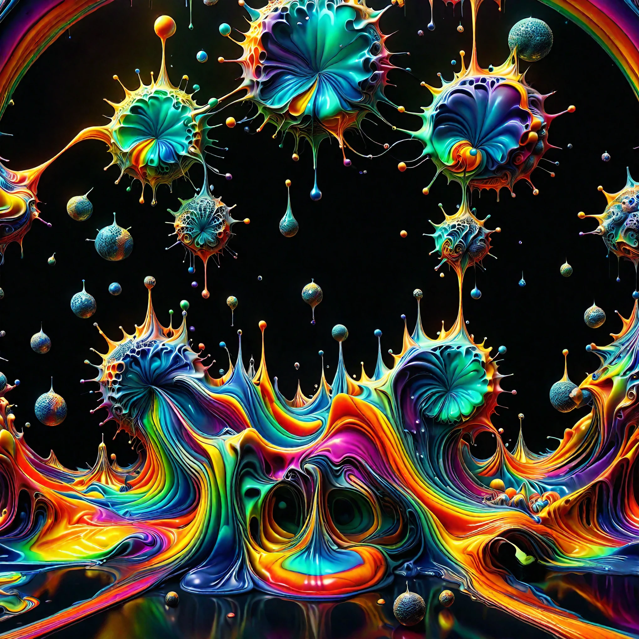 A psychedelic dream, vibrant colors shimmering, glass morphing from colors, intricate rainbow patterns, perfectly formed symmetrical spheres and glowing reflective bubbles, attention to detail on the bubbles and spheres, rainbows of color twisted in and out of translucent orbs, spilled paint and spirals of swirling color in the background, beautiful psychedelic digital art, pixel art, neon colors, 4d mandelbulb psychedelics, glass-like psychedelic landscape, intricate rainbow environment, psychedelic underwater brightness, trails of color and light, bright fluorescent colors, psychedelic vibrant colors, bright psychedelic neon colors, colorful paint drips out of the bubbles, 3D glass spheres melting into each other spilling out colors, visually disorienting, hallucination inducing, optical illusions, startling, stunning images, awe-inspiringly, best quality wallpaper, pixel assets, portrait photography, surrealism, photorealistic, hyperdetailed, glass morphism, digital art, sparkle, optical illusion, glowing light, reflection light, overexposure, god rays backlighting, depth of field, rotational symmetry, UHD, high details, high quality, super detailed, best quality, award winning, masterpieceBrilliant images of pure light emerging from vibrant colors in a psychedelic dream, shimmering glass morphing out of colors, tripped out detailed patterns in all colors, perfectly formed symmetrical spheres and glowing reflective bubbles, attention to detail on the bubbles and spheres, rainbows of color twisted in and out of translucent orbs, background is spilled paint and spirals of swirling colour, beautiful psychedelic digital art, pixel art, neon colors, 4d mandelbulb psychedelics, glass like psychedelic landscape, intricate rainbow environment, psychedelic underwater brightness, LSD,DMT, Psilocybin, Mescaline, trails of color and light, bright fluorescent colors, psychedelic trip, fluorescent psychedelic aesthetic, psychedelic vibrant colors, bright psychedelic neon color