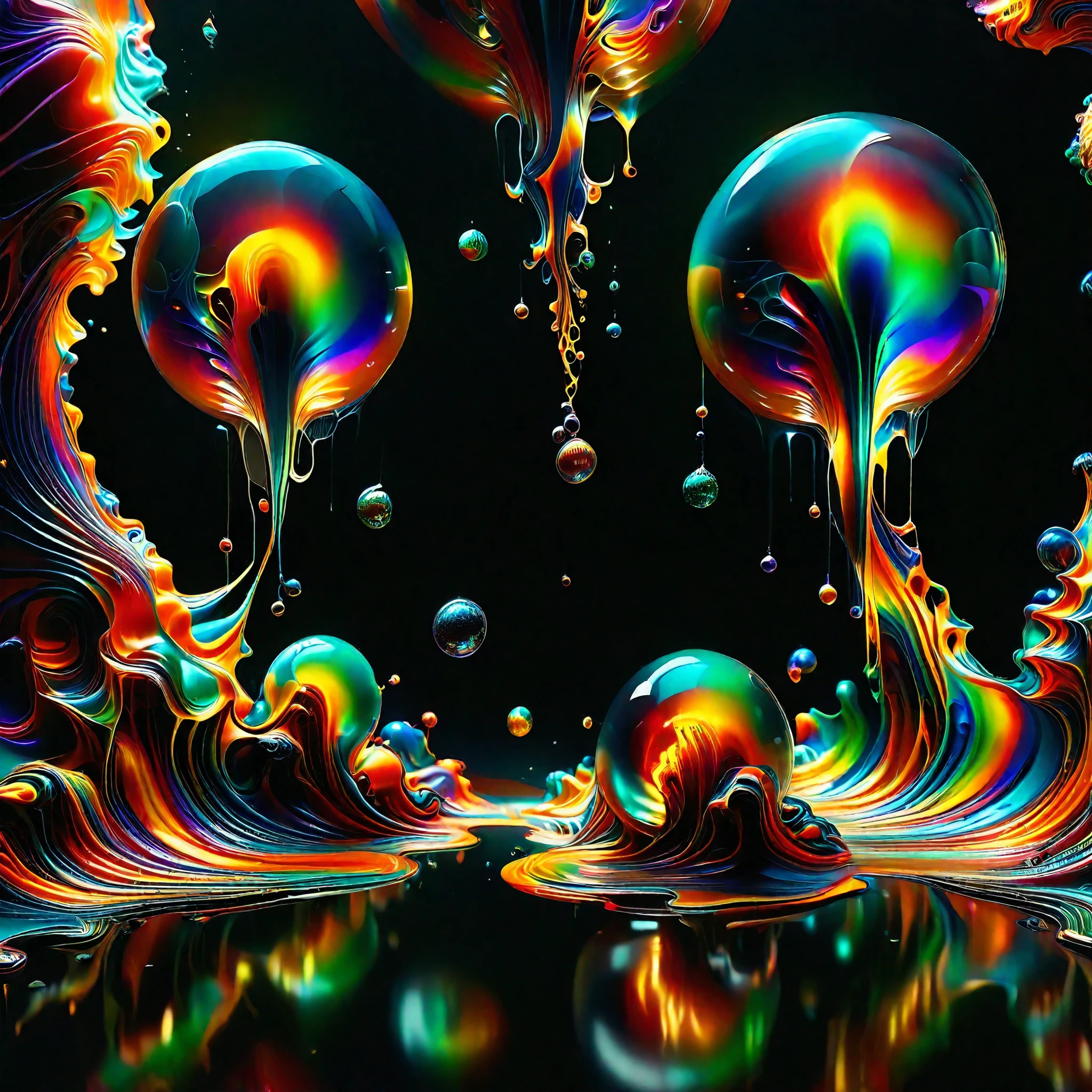 A psychedelic dream, vibrant colors shimmering, glass morphing from colors, intricate rainbow patterns, perfectly formed symmetrical spheres and glowing reflective bubbles, attention to detail on the bubbles and spheres, rainbows of color twisted in and out of translucent orbs, spilled paint and spirals of swirling color in the background, beautiful psychedelic digital art, pixel art, neon colors, 4d mandelbulb psychedelics, glass-like psychedelic landscape, intricate rainbow environment, psychedelic underwater brightness, trails of color and light, bright fluorescent colors, psychedelic vibrant colors, bright psychedelic neon colors, colorful paint drips out of the bubbles, 3D glass spheres melting into each other spilling out colors, visually disorienting, hallucination inducing, optical illusions, startling, stunning images, awe-inspiringly, best quality wallpaper, pixel assets, portrait photography, surrealism, photorealistic, hyperdetailed, glass morphism, digital art, sparkle, optical illusion, glowing light, reflection light, overexposure, god rays backlighting, depth of field, rotational symmetry, UHD, high details, high quality, super detailed, best quality, award winning, masterpieceBrilliant images of pure light emerging from vibrant colors in a psychedelic dream, shimmering glass morphing out of colors, tripped out detailed patterns in all colors, perfectly formed symmetrical spheres and glowing reflective bubbles, attention to detail on the bubbles and spheres, rainbows of color twisted in and out of translucent orbs, background is spilled paint and spirals of swirling colour, beautiful psychedelic digital art, pixel art, neon colors, 4d mandelbulb psychedelics, glass like psychedelic landscape, intricate rainbow environment, psychedelic underwater brightness, LSD,DMT, Psilocybin, Mescaline, trails of color and light, bright fluorescent colors, psychedelic trip, fluorescent psychedelic aesthetic, psychedelic vibrant colors, bright psychedelic neon color