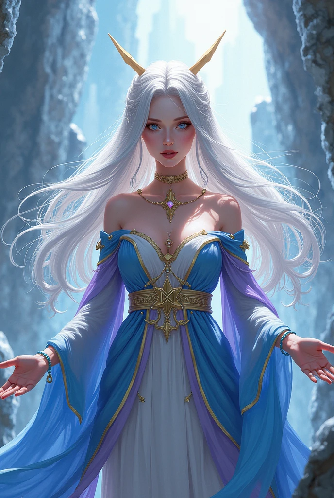 masterpiece, best quality, 1 young woman, detailed, medival dress, messy long hair, standing, look at the viewer, look into the distance, (sliver hair: 1.25), white hair, high res, depth of field, best quality, highly detailed, old ornate church, vintage ornate palace loft, delicate face, outdoor, background with doves