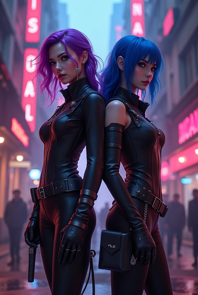 Style by Style-Castle, ((one gothic girl)), ((very pale skin)), ((beautiful eyes)), ((perfect body)), ((dark eyeliner and makeup)), ((medium wavy flowing ombre aqua and purple colored hair)), ((black leather biker jacket with spikes)), ((lacy top)), ((waist cincher)), ((multiple belts)), ((short pleated skirt)), ((thigh high socks stockings)), ((sexy open toed boots)), ((walking through a broken down alley way)), (((with many colored neon signs))), ((filled with vendors in small asian town)), ((setting at night)), (reflective surfaces), (((rain at night)), (((deep shadow))), ((dark background)), ((dark setting at night)), (art by jeremy mann, by sandra chevrier, by dave mckean and richard avedon and maciej kuciara), high detailed, (masterpiece), (good anatomy), (good perspective), (good shading), 8k, HDR,