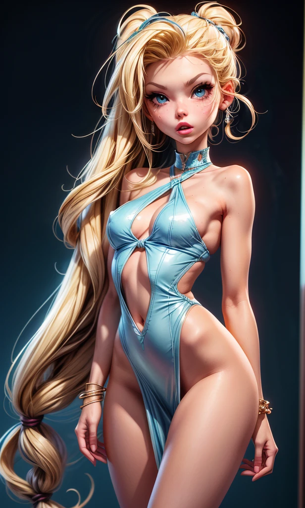  masterpiece, high detail, 1 girl, adolescent, Barbie Sins , beautiful, blonde,  blue eyes ,  long hair, slim,  full body,  flat chest , nice legs, tetas, coño, desnuda, sexy,