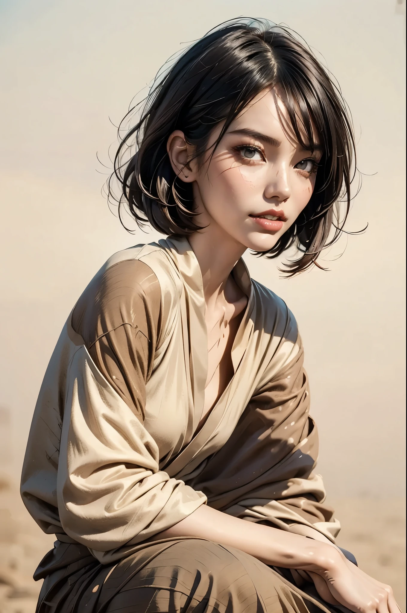 Japanese Beauty,author:conrad roset a cool girl,Lack of metal,Surreal minimalist shadows,Flat illustration, Luo Erchun,