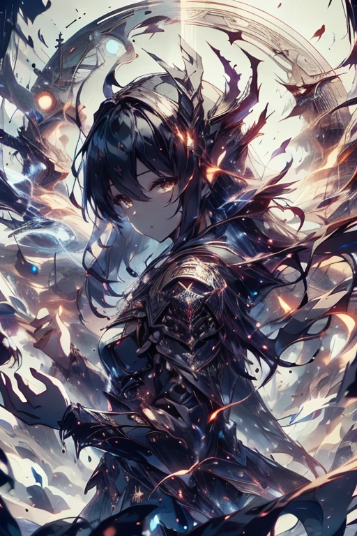 ((Girl in a suit)), ((Gorgeous Starry Sky Background)), ((Ultra Definition)), ((Best Illustration)), ((Cinematic Lighting)), Dynamic Angle, Floating, Detail, (Glitter: 1.2), (Shine: 1.2), (Shine: 1.2), Classic, (Paint: 1.1), (Sketch: 1.1), (Best Quality), (Masterpiece: 1.2), (Anime-style), ( Solo), Beautiful Detail Face, (Big Eyes: 1.3), Red Hair, (Long Hair: 1.2), (Floating Hair: 1.2), (Suit), Detailed Costumes, (Shining Sword: 1.3), (Magic Effects: 1.3), (Cute Boots: 1.1), (Transparent Fabric: 1.1), (Glitter: 1.2), (Glow: 1.2), (Glow: 1.2), (Shine: 1.2), (Flicker: 1.2), (Dazzle: 1.2), Big, Ceremonial Clothes, Black Suit , slacks, big breasts, full body, black pants