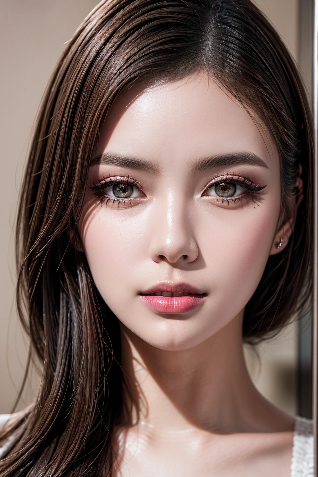 Glamorous makeup, Dress neckline, side-up hairdo