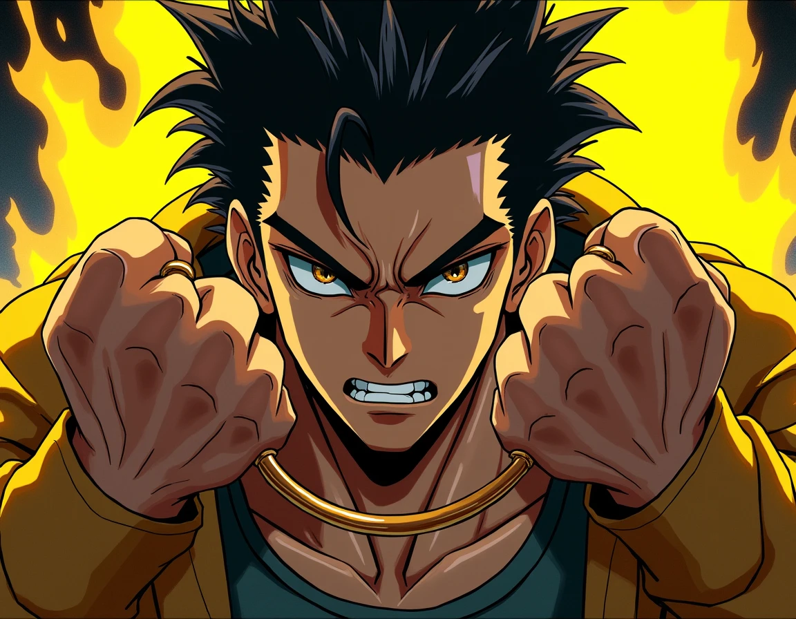 1male, solo, Black hair, white eyes, Gyomei Himejima (best quality, masterpiece: 1.4), Fight position, ready to fight, fighting pose, mad, huge body, swinging chains, spiked chain, axe chains