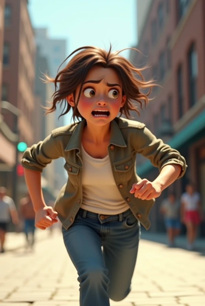 A young woman hit by a car , pixar style, cinematic, masterpiece, high-aesthetic 
