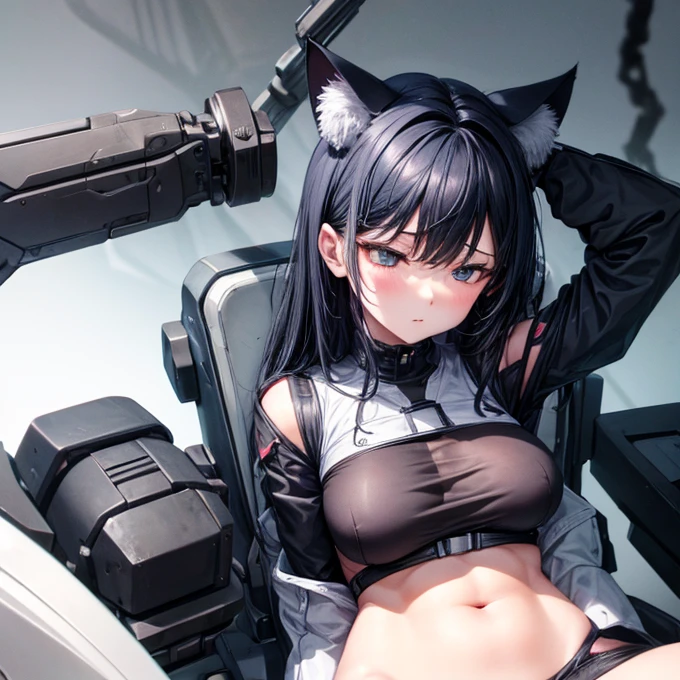 ((top quality, 8k, masterpiece: 1.3, ultra hd, high quality, best quality, high definition, realism)), sharp focus: 1.5, Beautiful girl foxgirl, D cup breasts, purple hair, masterpiece , red eyes,the finals video game, shooter , ak 47, military, weapon, action scene