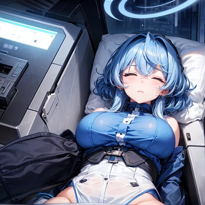    they are shaped like the upper body of a woman sleeping on a machine　 (((   women have penises between their legs  )))  blue hair 　 Legs open when lying on their back 。