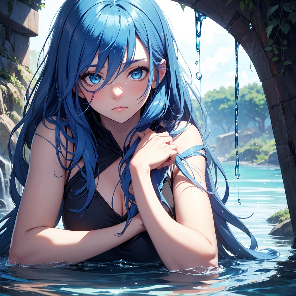 Deep subliminal, Surrealism, in watercolor style, Photorealism, discreet mint and emerald shades, look from the depths, nudity