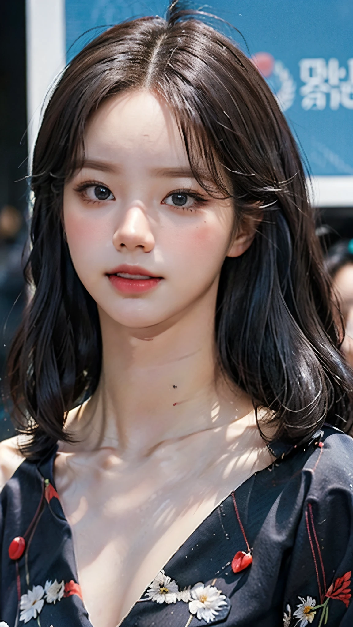 (masterpiece), ( top notch ), ( high quality detail ), (illustration), (1 woman),  are watching viewers, (Interview),  beautiful detailed eyes ,  delicate and beautiful face , Floating , (Highly saturated ), (shining),  blue sky, Bright and beautiful face,  Her skin is young, radiant, , 공정하고 shining, Best appearance , Very beautiful,  big eyes shine with clear sky blue light,  beautiful and amazing beautiful girl ,